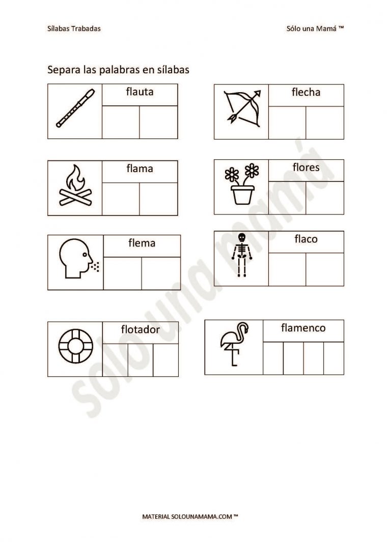 Ejercicios con Sílabas Trabadas FL Sólo Una Mamá