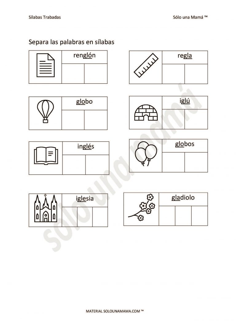 Ejercicios Con Sílabas Trabadas Gl Sólo Una Mamá 