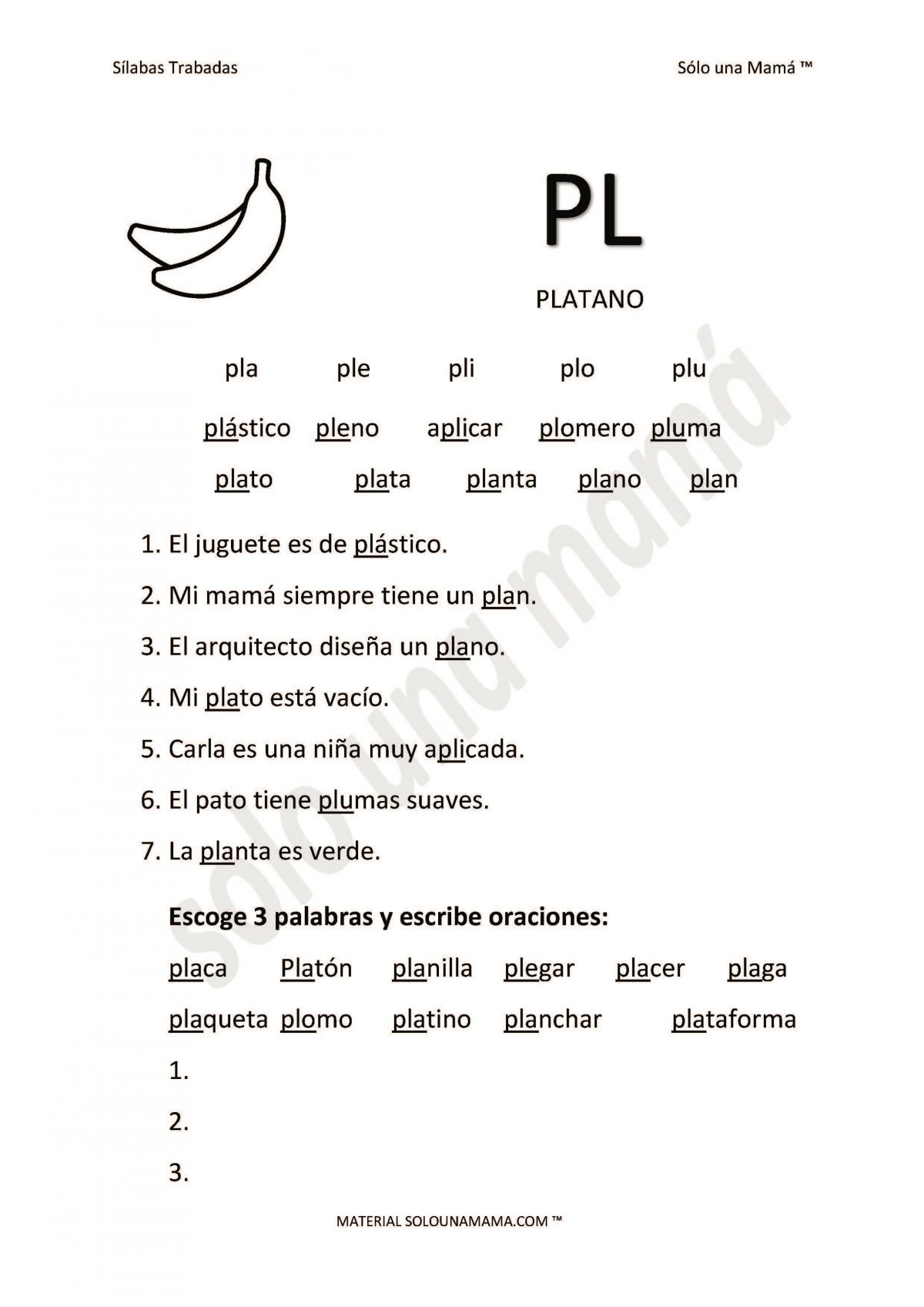 Ejercicios Con Sílabas Trabadas Pl Sólo Una Mamá 