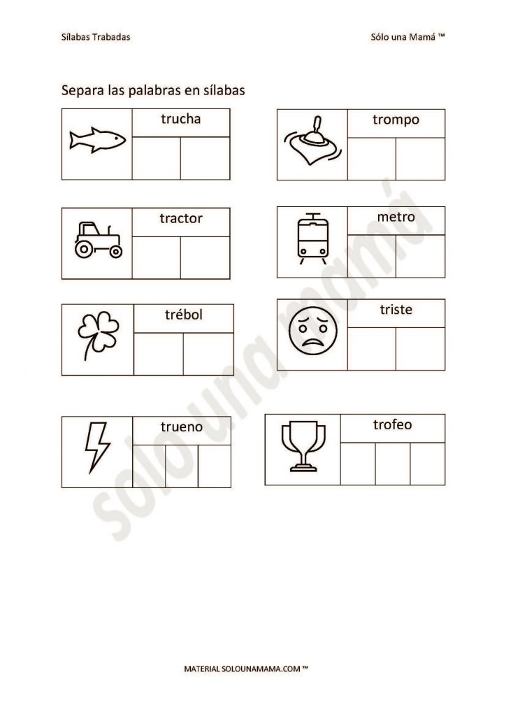 Ejercicios Con Sílabas Trabadas Tr Sólo Una Mamá 